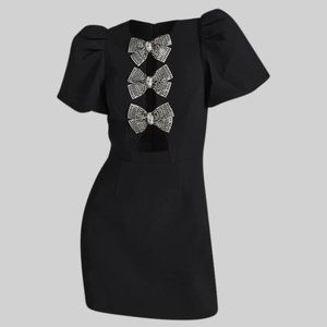 Black Classic Mini Dress with Bows